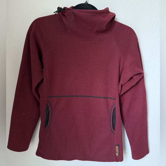 Melanzana Burgundy Micro Grid Hoodie - Picture 1 of 4